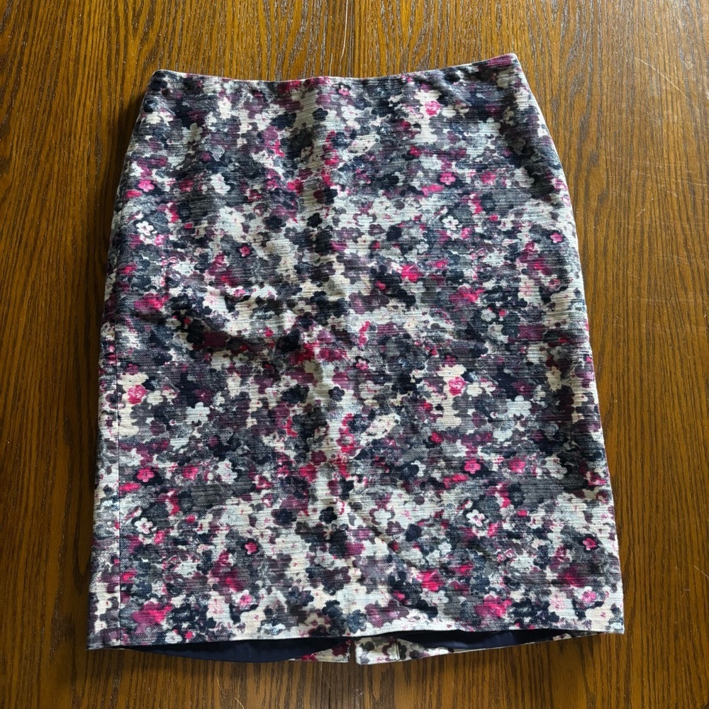 Talbots Skirt Womens Pink Floral Cotton Blend Pencil Lined Zip Size 6